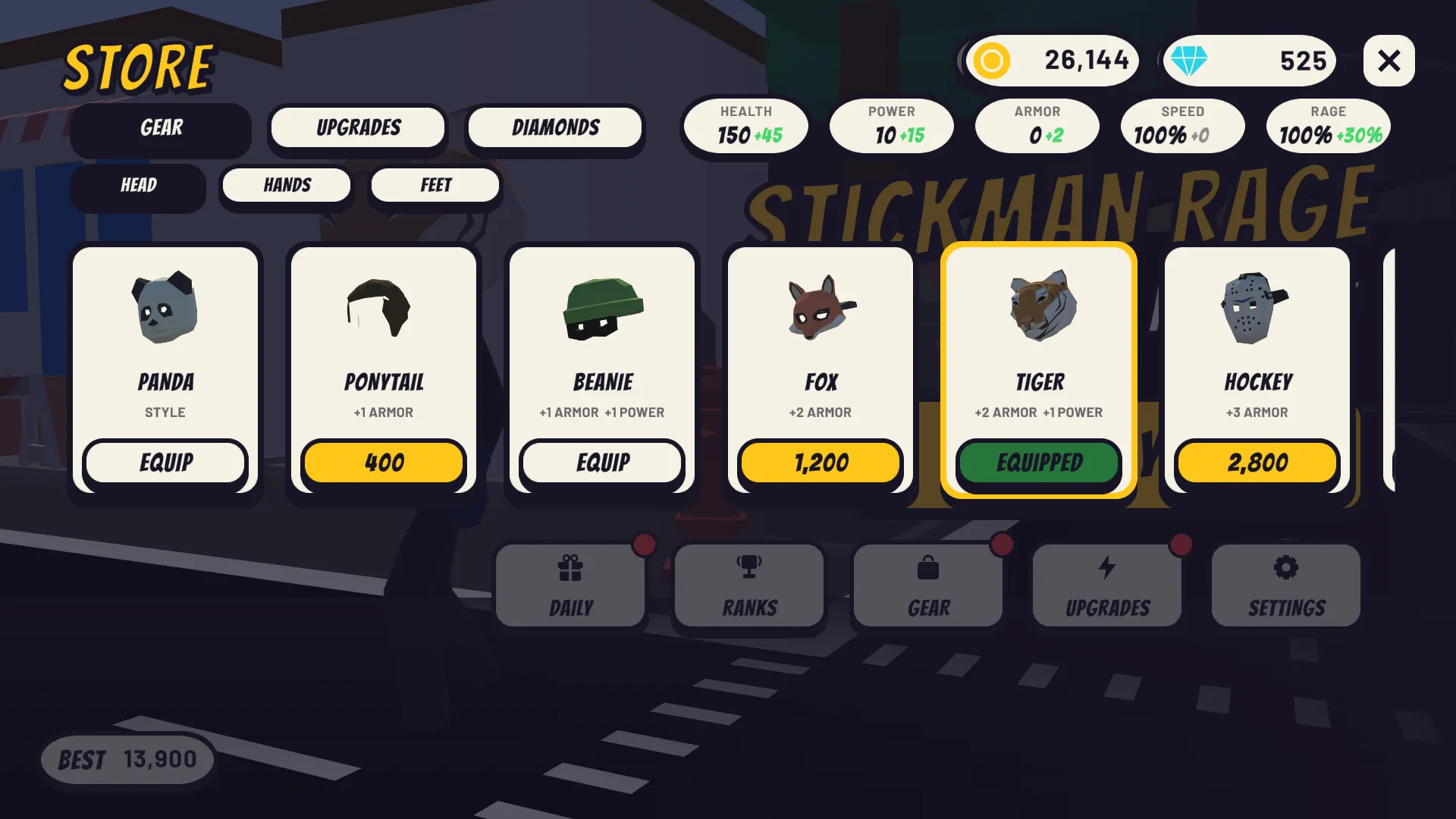 Gear store with animal masks